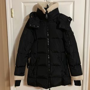SAM. Black Puffer Jacket with Cream Sherpa and Belt